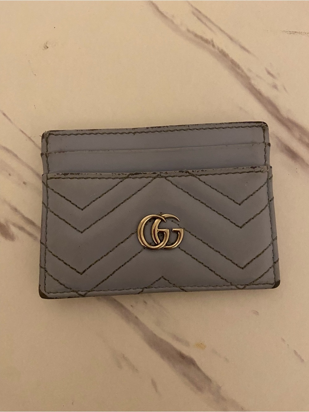 Gucci GG Marmont Quilted Card Holder - Light Blue